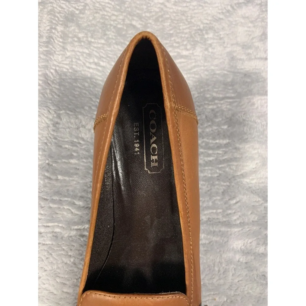 Coach Keely Women's Tan Leather Heeled‎ Loafers Shoes P410 603 Size 6.5 B Used